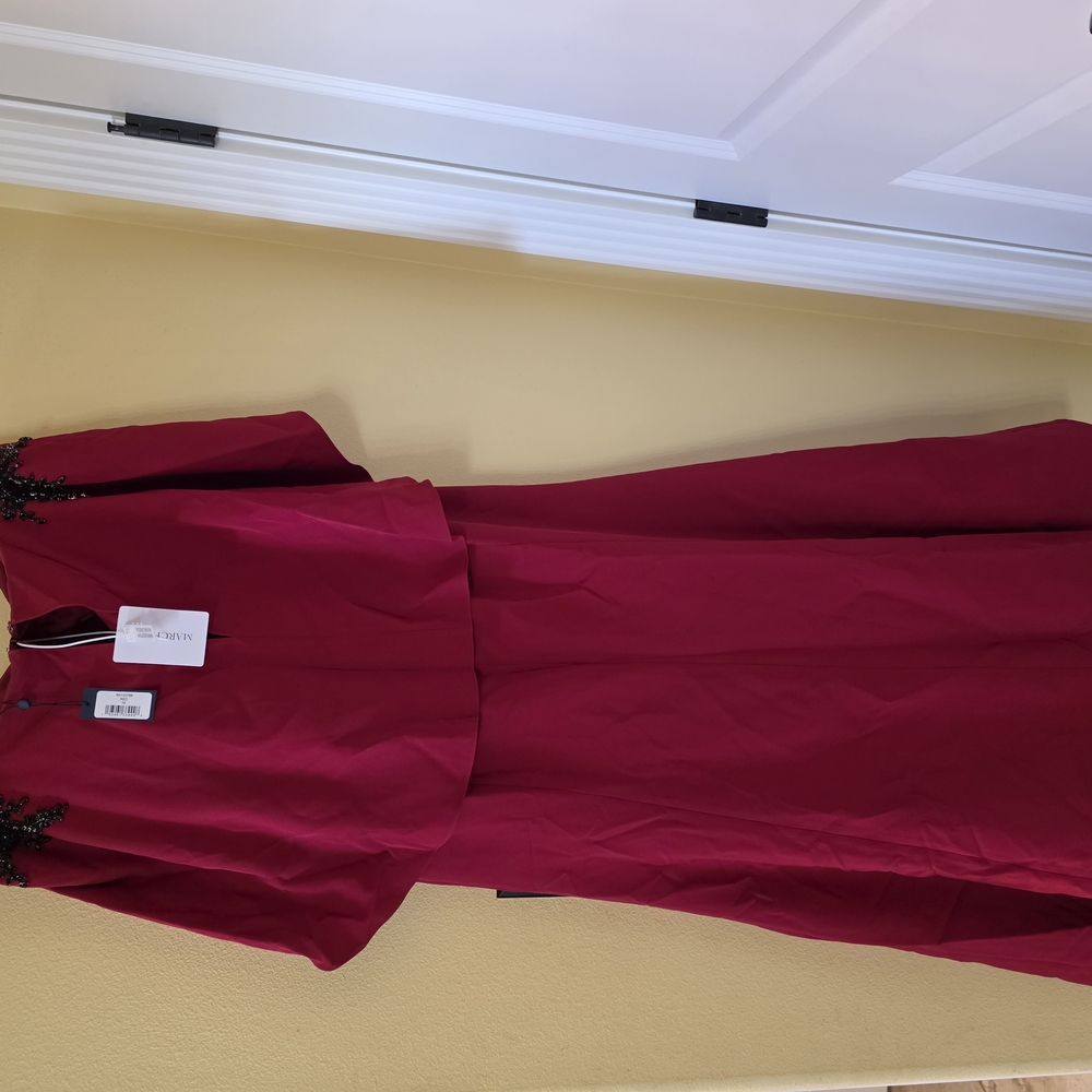 Elegant Red Dress with Black Accents